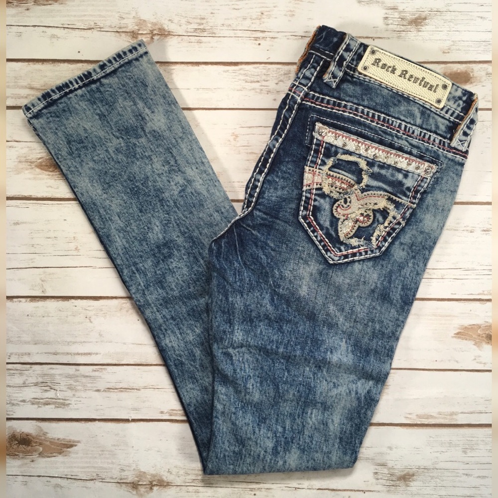 Rock Revival Low Rise Straight Stretch Jeans FIRM$ - Picture 2 of 8
